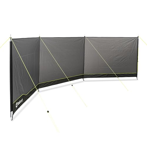 Outwell Camping Windbreak - 5m x 1.25m Steel Pole Windscreen Privacy Shelter for Tent Caravan Awning Beach Garden with Luminous Guy Lines, Ground Spikes & Carry Bag (Grey) - Image 5