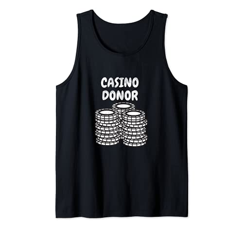 Mens Funny Poker Player Casino Donor Loves Gambling Tank Top, Black