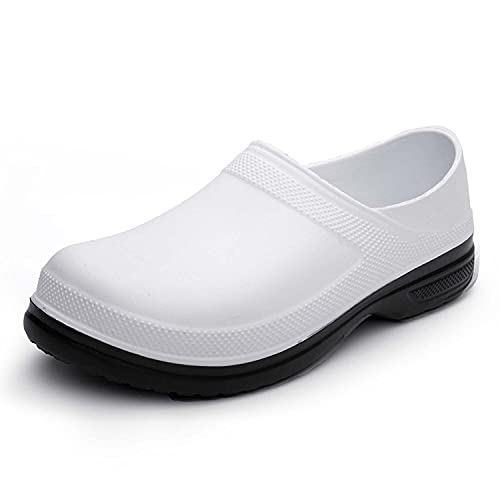 Meidiastra Men Women Professional Waterproof Slip Resistant Chef Shoes Kicthen Work Shoes Gardener Platform Clogs White 38