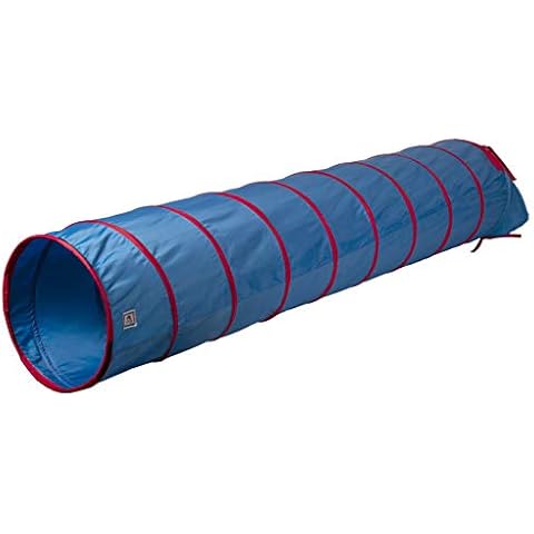 Pacific Play Tents 20513 Kids 9-Foot Institutional Crawl Play Tunnel, 9' x 22" Diameter, Blue/Red Cover