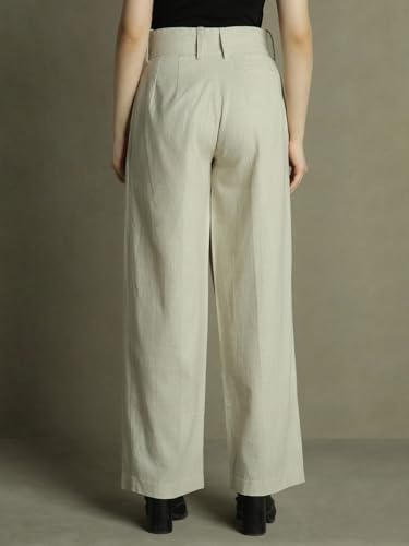 Image of DL Woman Grey Solid Mid-Rise Trousers