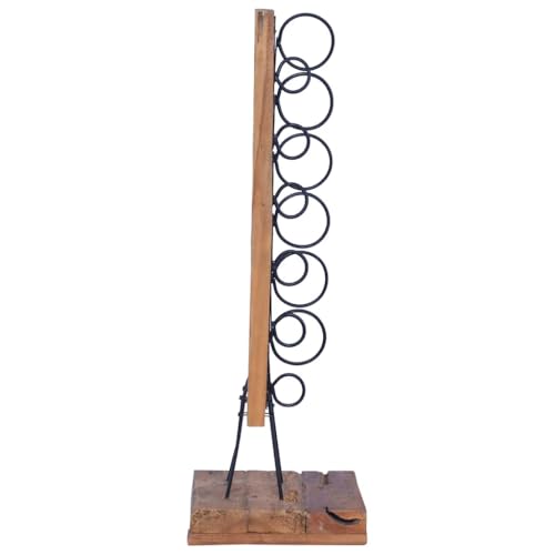 Soporte para 6 botellas de madera de teca sólida miniatura 3