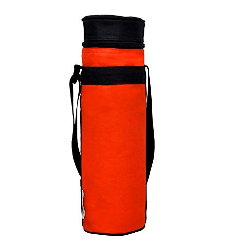 Thermal 1L Bottle Cover Carrier Holder Sleeve with Adjustable Shoulder Handle & Zipper Closure (Orange)