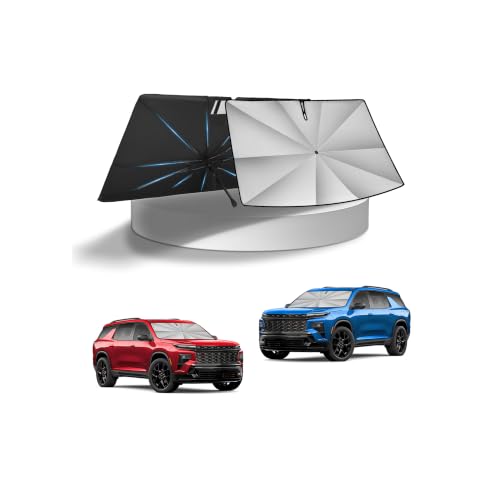 Image of KUST Ice Crystal Sun Shade Umbrella for 【2018-2026 Chevrolet Chevy Traverse / 2024-2026 GMC Acadia】 | Custom Fit Windshield Sunshade | with Bendable Handle | Blocks Heat & UV Rays Keep Car Cool