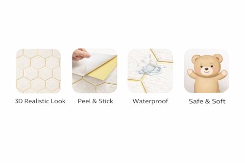 Image of Barebeauty 3D Wall Panel Wallpaper, Self Adhesive PE Foam Brick Sticker, Waterproof Wall Covering for Home Decor, 70 x 70 cm (Pack of 1, 5.27 Sq. Ft. Approx)