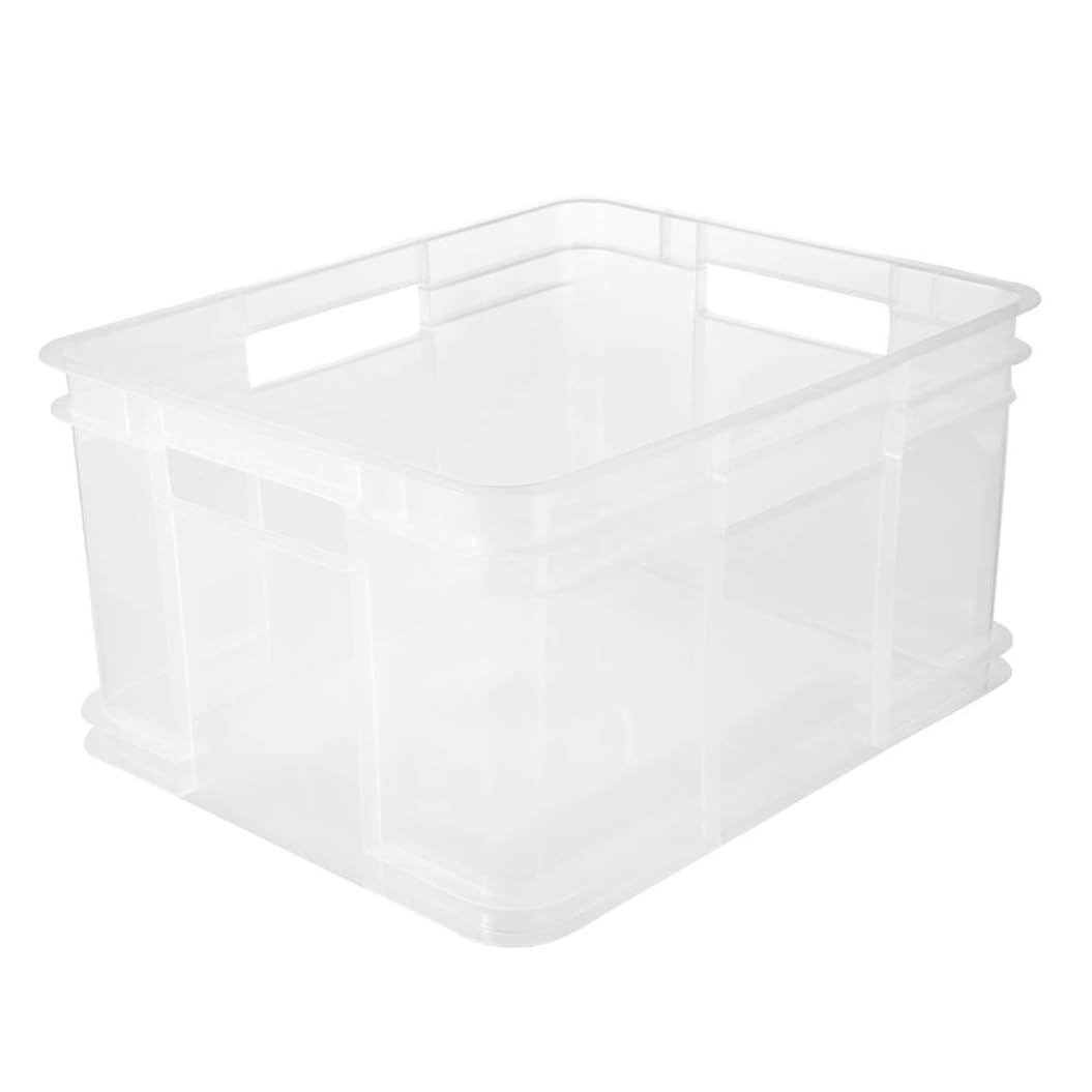 keeeper Pojemnik do przechowywania z uchwytami, Euro-Box XL, Polipropylen, 28 l, Bruno, Przezroczysty