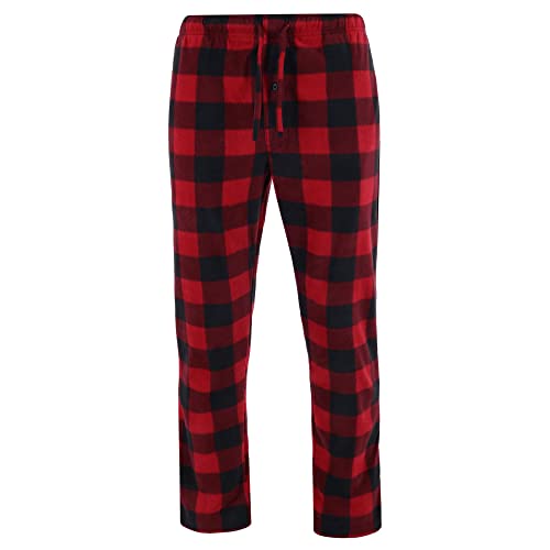 Hanes Men's Microfleece Plaid Sleep Pant, Red Buffalo, Medium