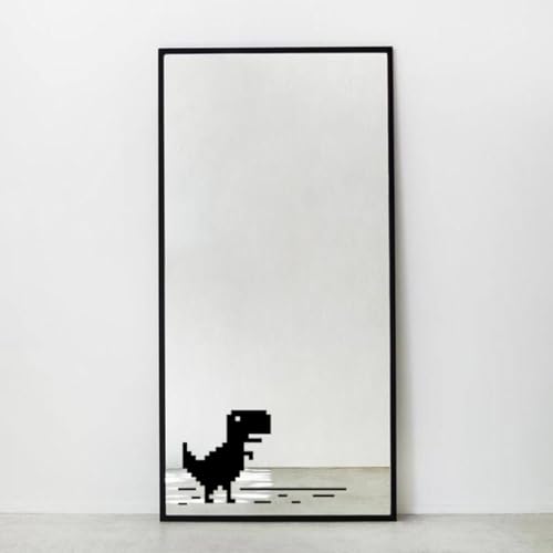 Image of Sticker for Glass & Mirrors| Minimal Vinyl Decal for Bedroom Bathroom & Cafe | Self-Adhesive Waterproof Quote Mirror Sticker | Aesthetic Decals (No Connection Dino, Small, Matt Black)