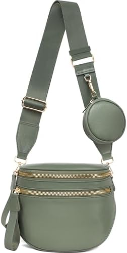 Valentoria Large Leather Crossbody Bags for Women Bum Bag Sling Bag Purse With Adjustable Strap Detachable Wallets