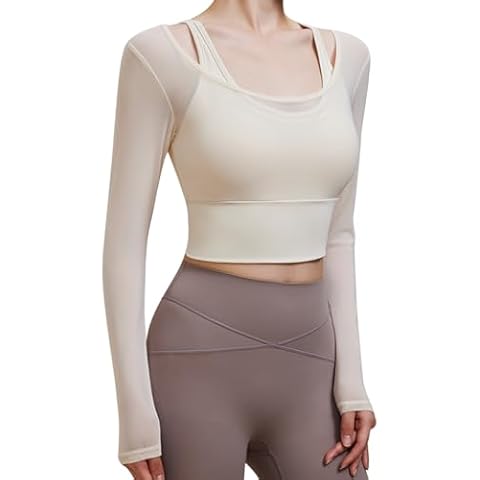 Harssidanzar Women's 2 in 1 Yoga Top Cover
