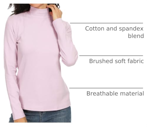 Image of Women's Cotton Mock Turtleneck Long Sleeve Basic Thermal Top