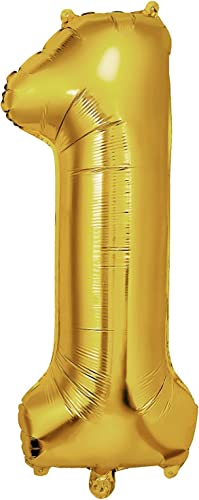 Ballon Anniversaire - 101 CM Ballon Chiffre Numéro - Décoration Anniversaire de Qualité - Décoration Fête - Vole Grâce à l'Hèlium (Or, Chiffre 1)