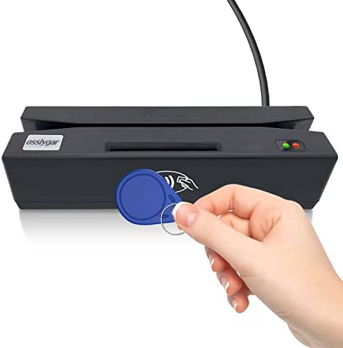 Ossiygar Combo 4 in 1 Multifuntional Desktop Card Reader Writer, Support Reading Magstripe Card, Read and Write Contactless Card, Chip, PSAM Card for Membership System with Demo Software
