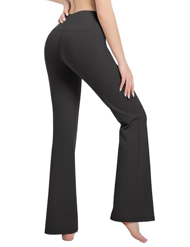 Image of BUBBLELIME 29 inch /31 inch /33 inch /35 inch /37 inch Women High Waist Bootlegs Yoga Pants Tummy Control Bootcut Workout Flared Out Pockets