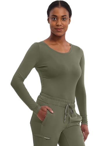 Image of Healing Hands Underscrub Long Sleeve Women Knits Scrub Tops | Soft Cotton Blend Knit, Breathable Stretch Comfort, Machine Wash, Easy Care Fabric, Ideal For Layering Under Scrubs