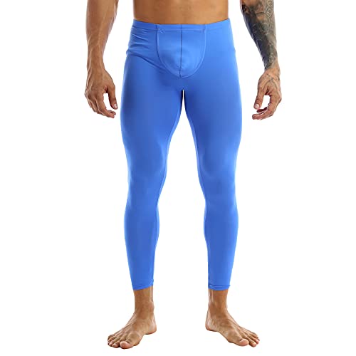 Mens Ice Silk Bulge Pouch Thermal Underwear Support Sleep Bottom Lounge Leggings Pants Tights2