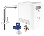 GROHE Blue Professional Duo Kit - Kitchen Mixer Tap for Filtered, Chilled and Sparkling Water (High Swivel L-Spout with Pull-Out Spray Head, Includes Cooler Unit), Chrome 31326002