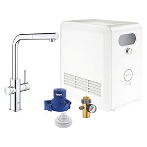 GROHE Blue Professional – Einhand-Spültischbatterie mit Filterfunktion (L-Auslauf, mit Bluetooth 4.0* und WIFI Datenkommunikation, Einlochmontage), chrom, 31326002