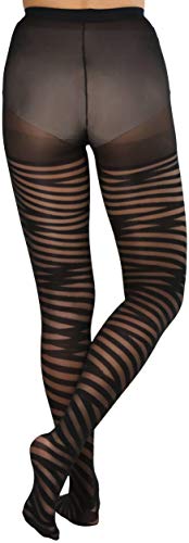 Image of ToBeInStyle Women's Strappy Zig Zag Lace Up Bandage Print Fashion Goth Tights