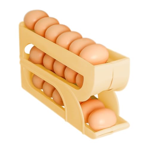 Qkbuza Soporte para huevos, dispensador automático de huevos de 3 niveles, soporte de alimentos para almacenamiento, hornear, cocinar, cocina, almuerzo, preparación de comidas