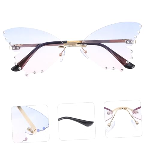 BESPORTBLE 1pair Rimless Butterflies Shaped Sunglasses for Parties Fashionable Decorative Eyeglasses for Men Women Material Unique Costume Accessory Stylish Shades3