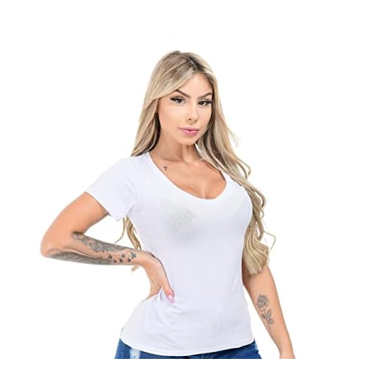 Blusa T Shirt Podrinha Camiseta Decotada Feminina Moda Verão Tamanho:M;Cor:branco