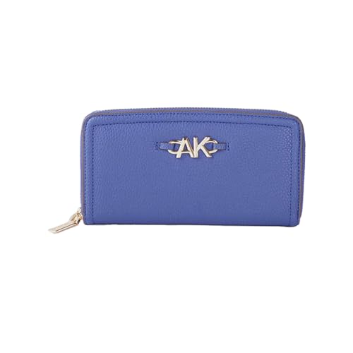 Anne Klein AK Curved Zip Around Wallet w/Chunky AK Lazuli Blue One Size