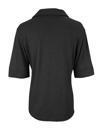 Minclouse Women's Elbow Sleeve Collared Tee Casual Relaxed Fit Tops V Neck Summer Blouse4