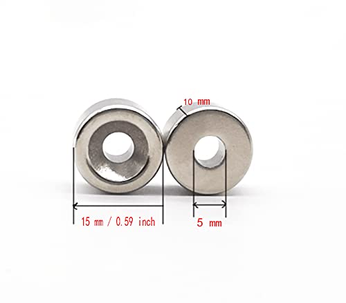 RarEarMag Magnets Countersunk Powerful Dia 15mm x H 10mm Hole 5mm Strong Permant Rare Earth Neodymium Screw Magnets for Hold Tools, Hang Thing, Pickup, DIY, Home Application, Industry (6)