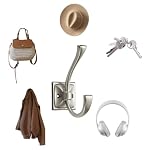 5 Pack Decorative Heavy Duty Towel Hooks for Hanging Robe Double Satin Nickel Coat Hooks Wall Mounted with Screws for Key, Towel, Bags, Cup, Hat - Image 3