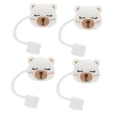 Toyvian 4 pièces Couvercles de Pailles Antipoussière Ours Mignons Bouchons Étanches et ...