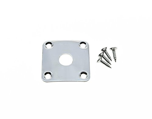KAISH Chrome Metal Curved Bottom Jack Plate Curved Base Square Jackplate for Les Paul LP Guitars, Curved Base/Bottom