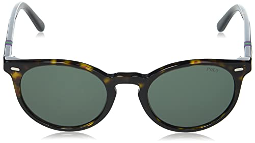 Polo Ralph Lauren PH4151 Round Sunglasses, Shiny Dark Havana/Green, 50 mm2