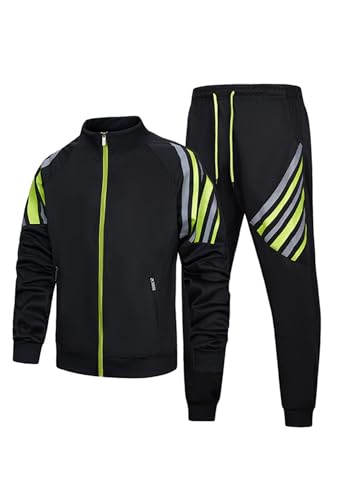 HUNGSON Men's Sweatshirt Suit 2 Piece Outfit Casual Zipper Jackets Sports Jogging Tracksuits Set