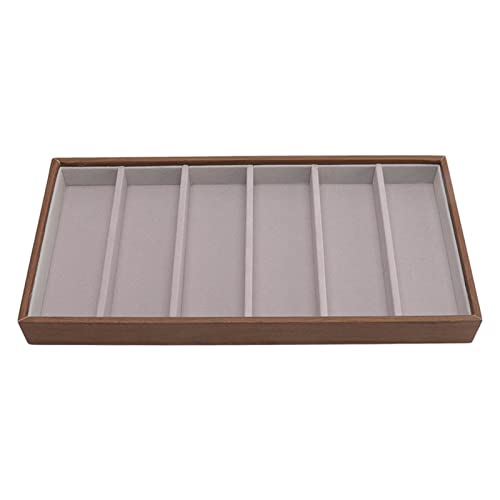 Atyhao Eyeglass Display Tray,Eyeglass Display Wood Grain 6 Compartments Sunglasses Storage Cases Eyewear Display Tray