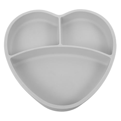 Milisten Heart Shaped Silicone Plate Suction Divided Food Dish for Self Feeding Safe Soft Material for Boy Girl