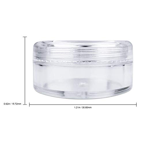 50 New Empty 5 Grams Acrylic Clear Round Jars - Bpa Free Containers For Cosmetic, Lotion, Cream, Makeup, Bead, Eye Shadow, Rhinestone, Samples, Pot, 5G/5Ml (Clear Lid (50 Jars) #TOP1