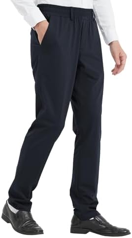 LETAOTAO Mens Elastic Waist Pants for Seniors High Stretch Expandable Waist Slacks for Elderly with Magnet Button (Black 38W x 28L)