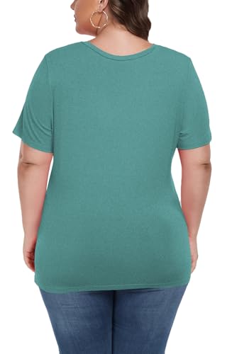 Image of ForHailey Women's Plus Size Short Sleeve Tee Shirt V Neck Basic Ladies Loose Fit T Shirt 1X-5X