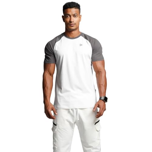 Image of Men's Cotton Short Sleeve Raglan Crew Neck Gym Workout Athletic Tee