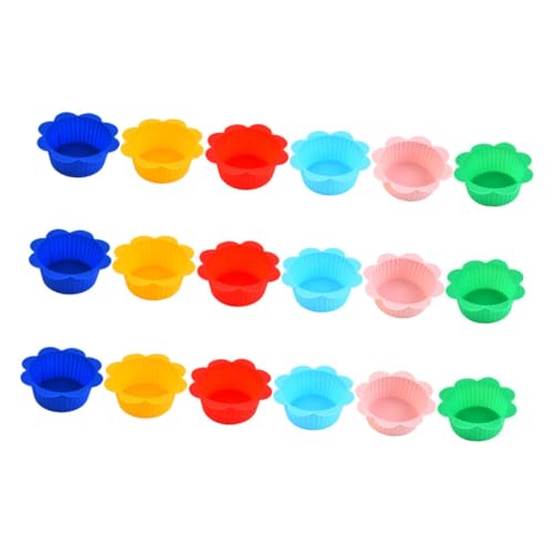 VINTORKY 18 piezas Moldes Silicona para Muffins Antiadherentes Vasos Reutilizables para Repostería Diseño Floral Elegante para Hornear Cupcakes y Magdalenas Fácil Limpieza