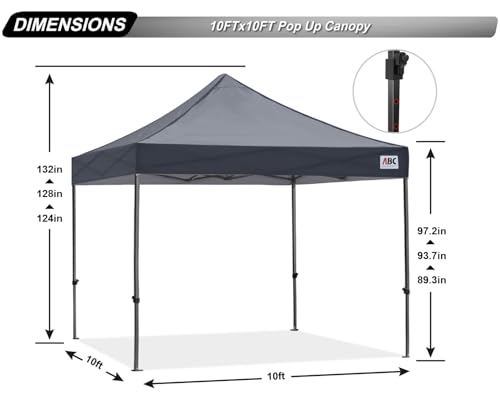 Image of ABCCANOPY Patio Pop Up Canopy Tent 10x10 Commercial-Series (Dark Gray)