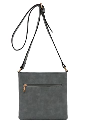 Image of Medium Size Solid Modern Classic Crossbody Bag with Gold Plate