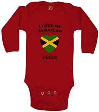 Baby Long Sleeve Bodysuit I Love My Uncle I Love My Jamaican Uncle Countries Boy & Girl Clothes Cotton Baby Clothes Red 12 Months