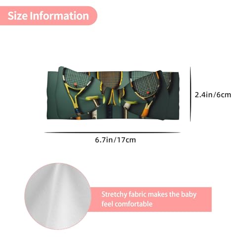 Tennis balls and rackets Baby Bow Headband. Comfortable baby headband, suitable for daily wear and photo props.3