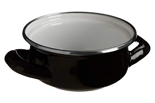 Porter Mini Casserole Dish with Lid, Wide Handles, Enamel, 0.4 litres - Black, 10cm x 10cm x 6cm - Image 4