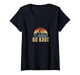 Photo Gallery donna go kart racing vintage retro anni 70 design go kart maglietta con collo a v Photo Gallery donna go kart racing vintage retro anni 70 design go kart maglietta con collo a v