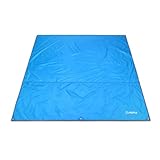 LIXSAZSE ポータブルビーチブランケットキャンプマット屋外サンドプルーフウォッシャブル再利用可能軽量防湿キャノピーパッドタープ, 青い, 、M