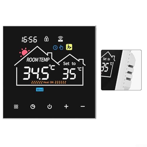 Honseadek Termostato WiFi, control de pantalla táctil programable, acceso remoto a través de la aplicación, termostato digital LCD de ahorro de energía para calefacción del hogar (calentamiento de