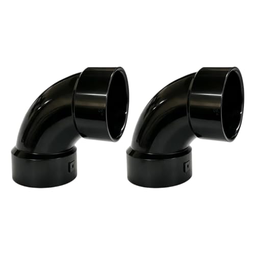 Image of LESSO 2PCS 1 1 /2 inch 90 Degree Sweep Elbow, ABS DWV Pipe Fitting, Black | Sanitary Drain, Waste, and Vent(DWV), Sewer, General Drainage Applications